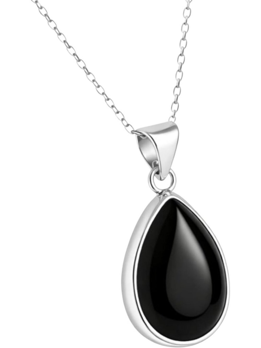 925 Sterling Silver Teardrop Gemstone Pendant Necklace for Women - Elegant